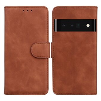 Solide kleur telefoonhoesje krasbestendig Premium PU-leren portemonneedesign flipcase met standaard voor Google Pixel 6 Pro.