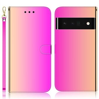 Voor de Google Pixel 6 Robuuste PU-leren telefoonhoes met spiegelachtige oppervlakte en portemonnee- en standaardfunctie