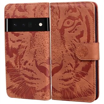 Tijger bedrukte PU-leren telefoonhoesje met portemonnee en standaard voor Google Pixel 6 Pro