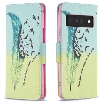 Patroonafdrukken PU lederen portemonneehoes met magnetische sluiting, schokbestendige TPU-binnenkant, omslag met standaard voor Google Pixel 6 Pro.
