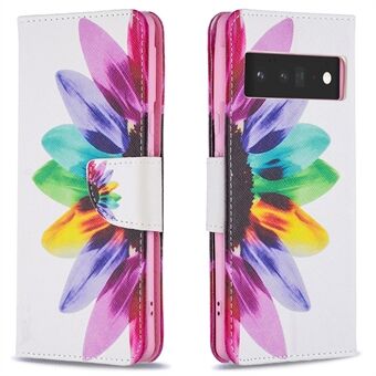 Patroonafdrukken PU-leren portemonneehoes met magneetsluiting, schokbestendige TPU-binnenhoes met flip-standaard voor Google Pixel 6 Pro.