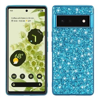 Glitter Elektroplating TPU-bumper + harde PC-achterkant hybride telefoonhoesje voor Google Pixel 6 Pro.