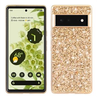 Glitter Elektroplating TPU-stootrand + hard PC-achterpaneel hybride telefoonhoesje voor Google Pixel 6 Pro.
