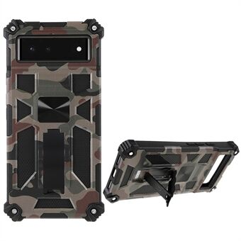 Camouflage Design dubbele laag zachte TPU harde PC beschermhoes met standaard voor Google Pixel 6.