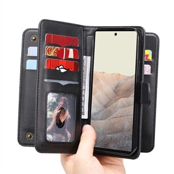 Voor Google Pixel 6 KT Multifunctionele Serie-1 PU Leren Hoesje met 10 kaartsleuven, Flip Cover, Standaard, Magnetische Portemonnee Telefoonhoesje.