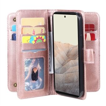 Voor de Google Pixel 6 KT Multi-functionele Serie-1 PU Leren Hoesje met 10 Kaartsleuven, Flip Cover, Standaard en Magnetische Portemonnee Telefoonhoes.