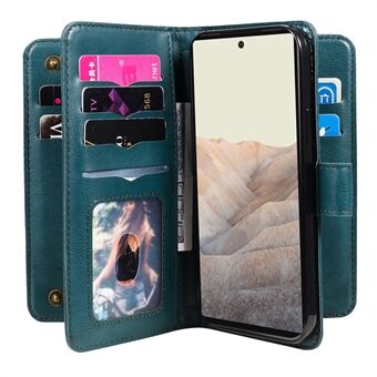Voor de Google Pixel 6 KT Multi-functionele Serie-1 PU Leren Hoesje met 10 Kaartsleuven, Houder, Opvouwbaar, Magnetisch, Portemonnee Telefoonhoesje.