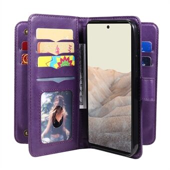 Voor de Google Pixel 6 KT Multi-functionele Serie-1 PU Lederen hoes met 10 kaartsleuven, standaardfunctie en magnetische portemonnee telefoonhoes.