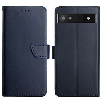 Echt leren telefoonhoesje, schokbestendig met magnetische sluiting en nappa textuur, folio standaard portemonnee cover voor Google Pixel 6a.