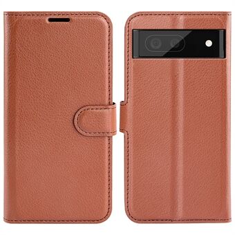 Volledig omhulde PU-leren gecoate TPU-mobiele telefoonhoes met litchi-textuur, standaardportemonnee voor beschermende telefoonhoesjes voor de Google Pixel 6a.