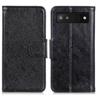 Nappa Textuur Split Lederen Hoesje + TPU Hoesje met Standfunctie en Portemonnee Beschermhoesje voor Google Pixel 6a