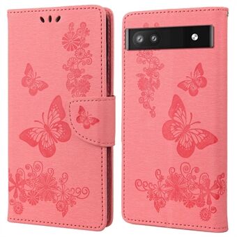 Anti-vingerafdruk afdruk Grote Vlinders Leren Telefoonhoesje met Stand en Portemonnee Cover voor Google Pixel 6a