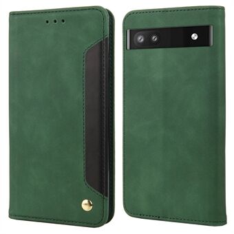 Voor de Google Pixel 6a Portemonneefunctie Anti-vingerafdruk Schokbestendige Telefoonstandaardhoes Anti-stof Telefoonhoes Splicing Lederen Hoes