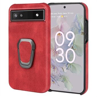 Kickstand Ontwerp Onvolledige Cover met Harde Cover Getextureerd PU Leer beklede PC Achterkant Beschermhoes voor Google Pixel 6a.