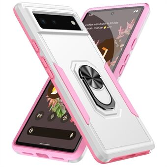 Voor Google Pixel 6 combinatie van militaire kwaliteit anti-val anti-vingerafdruk draaibare standaard ontwerp magnetische autohouder PC + TPU achterkant hoes.