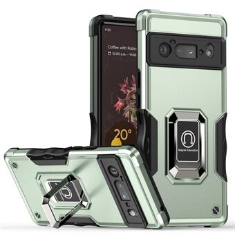 Voor de Google Pixel 6 Pro, een schokbestendige TPU+PC achterkant cover met magnetische ringhouder.