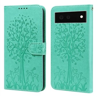 Voor de Google Pixel 7 Anti-kras Telefoonhoes met Gedrukt Hertenboom Patroon Portemonnee PU Lederen Magnetische Sluiting Stand Beschermende Cover.