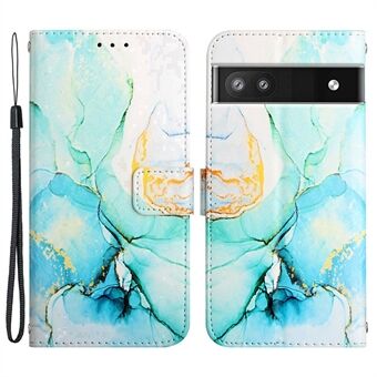 YB Patroon Printen Leer Serie-5 voor Google Pixel 6a 5G Marmer Patroon PU Leren Volledige Bescherming Hoesje Flip Folio Staand Telefoon Beschermingshoes met Portemonnee