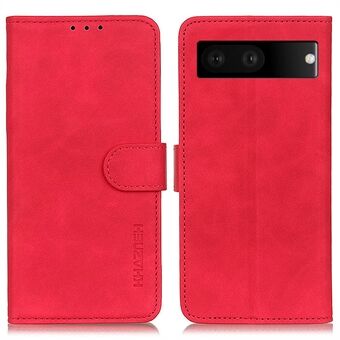 KHAZNEH voor Google Pixel 7 Anti-kras Vintage PU Leren Portemonnee Hoesje Handsfree-Standaard Magnetische Sluiting Schokbestendige Flip Folio Cover.