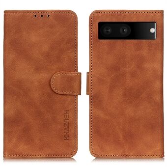 KHAZNEH voor Google Pixel 7 anti-kras vintage PU-leren portemonneehoes met handsfree standaard, magnetische sluiting en schokbestendige flip folio cover.