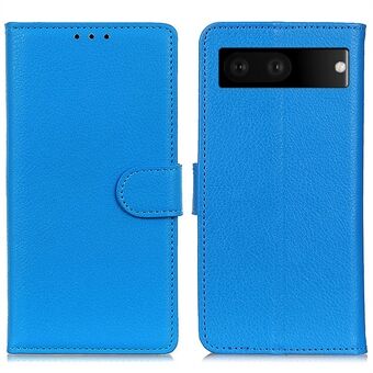 Voor Google Pixel 7 Litchi Textuur PU Leren Folio Flip Hoesje Portemonnee Bekijkstandaard Telefoonhoesje