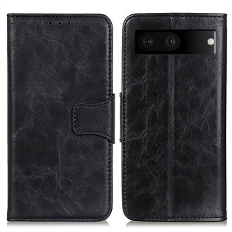 Voor Google Pixel 7 Portemonnee Standhouder met Crazy Horse textuur, telefoonhoesje van gespleten leer + TPU-beschermhoes.