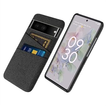 Doekstructuur Telefoonhoesje voor Google Pixel 7, krasbestendige harde PC-cover met dubbele kaartsleuven.