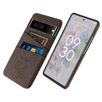 Doekstructuur telefoonhoesje voor Google Pixel 7, krasbestendige harde PC cover met dubbele kaartsleuven