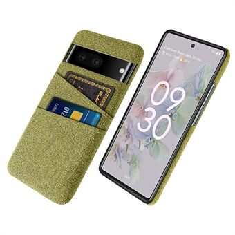 Hoesje van stoffen textuur voor Google Pixel 7, krasbestendige harde PC-cover met dubbele kaartsleuven.