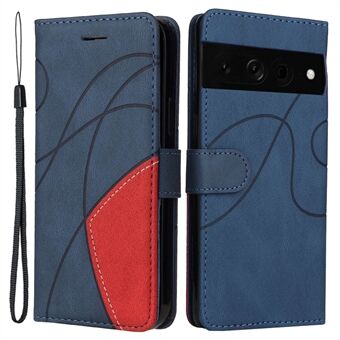 Voor de Google Pixel 7 Pro KT Leather Series-1 Dual-color Splicing Case, een stootbestendige PU-leren portemonnee met een opvouwbare standaard en een band.