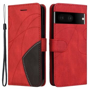 KT Leather-serie-1 Dual-color Splicing-hoesje voor Google Pixel 7, PU-leer + Innerlijke TPU-portemonnee-hoes met standaard en bandje.