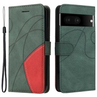 KT Leren Serie-1 Dubbelkleurig Splicing Hoesje voor Google Pixel 7, PU Leer + Binnenkant TPU Portemonnee Stand Beschermhoes met Band