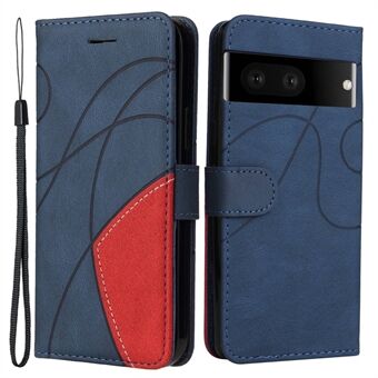 KT Leather Series-1 Dual-color Splicing Case voor Google Pixel 7, PU-leren + Innerlijke TPU-portemonnee Stand Beschermhoes met band.