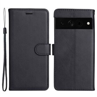 KT Leather Series-2 voor Google Pixel 7 Pro PU Leren Hoesje Magnetisch Portemonnee Ontwerp Folio Stand Soft TPU Beschermende Flip Telefoonhoes met Riem