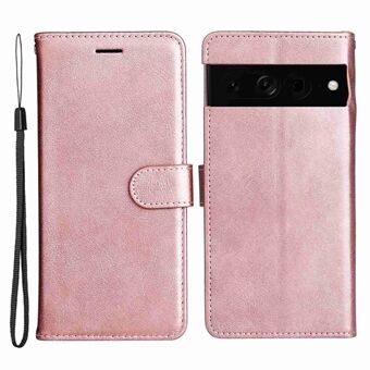 KT Lederen Serie-2 voor Google Pixel 7 Pro PU Leren Hoesje Magnetisch Portemonneeontwerp Folio Stand Zachte TPU Beschermende Flip Telefoonhoes met Riempje.