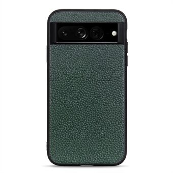 Litchi-textuur Telefoonhoesje voor Google Pixel 7 Pro, ultradunne Echt Lederen gecoate schokbestendige PC + TPU-beschermer