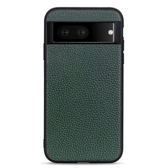 Litchi Textuur Telefoonhoesje voor Google Pixel 7, Echt Leer Gecoate Krasbestendige Anti-val PC + TPU Beschermer.