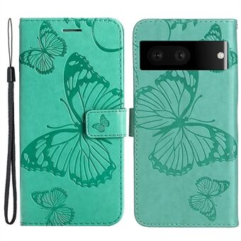 KT Imprinting Flower-serie-2 telefoonhoesje voor Google Pixel 7, anti-stof PU lederen telefoonhoesje met geïmpregneerde vlinder, portemonnee-model.