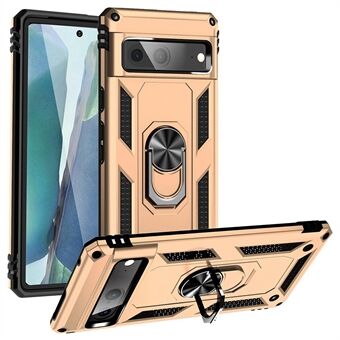 Voor Google Pixel 7 Militair Grade Schokbestendig Anti-kras Ring Kickstand PC + TPU Hybride Telefoonhoesje Beschermhoes