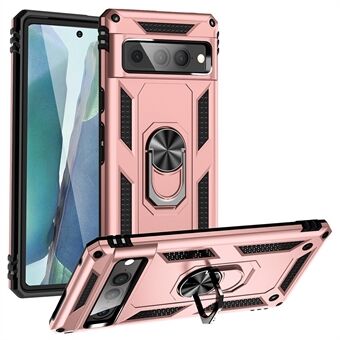 Voor de Google Pixel 7 Pro telefoonhoes, Bump Proof Hard PC Soft TPU beschermende cover met draaibare ring standaard