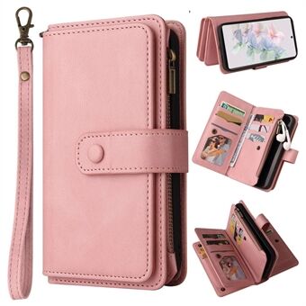 Voor de Google Pixel 7 KT Multi-Functionele Serie-2 15-Kaart Ontwerp Glad PU Leren Telefoonhoesje met Ritssluiting en Portemonnee Stand Polsband Gesp Sluiting