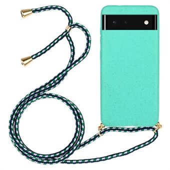 Voor de Google Pixel 6 Flexibele TPU + Tarwestro Slanke Krasbestendige Achtercover met Verstelbare Lanyard