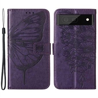 YB Imprinting Flower Series-4 voor Google Pixel 7 Imprinting Butterfly Flower Case Wallet Stand Schokbestendige PU Leren Hoes Binnenste TPU-hoes.