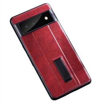 Voor Google Pixel 7 Hoesje van PU-leer + Hard PC Schokbestendige Anti-Kras Telefoonhoes met Metalen Kickstand