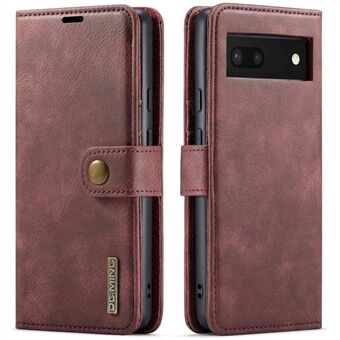DG.MING Voor Google Pixel 6a Split Leren Portemonnee Stand Case Afneembaar 2-in-1 Telefoon Beschermende Hoes