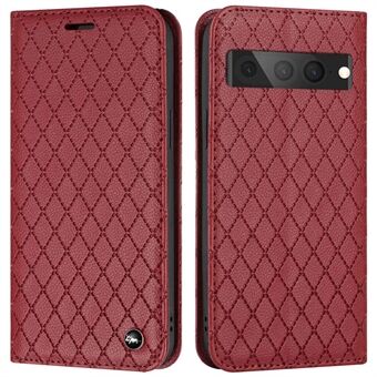 Litchi Textuur Beschermende Hoes voor Google Pixel 7 Pro Schokbestendige Folio Flip Cover met Portemonnee Ruitpatroon Geëmbosseerde PU Leren Stand Hoes RFID Blokkerende Telefoonhoes