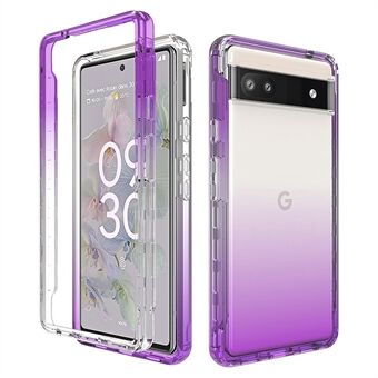 Voor de Google Pixel 6a doorzichtige TPU + PC telefoonhoes met stijlvol gradiëntkleur en anti-kras beschermende cover.