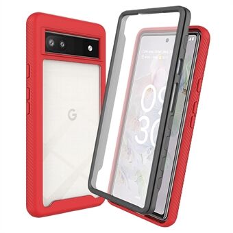 Voor de Google Pixel 6a 3-in-1 Anti-drop telefoonhoesje met harde PC + zachte TPU hybride achterkant en PET-schermbeveiliging.