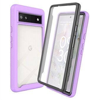 Voor Google Pixel 6a 3-in-1 Anti-val Telefoonhoesje met Harde PC + Zachte TPU Hybride Achterkant en PET Schermprotector.