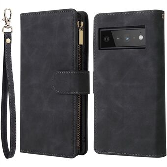 Voor de Google Pixel 6 Pro 5G PU Leren Telefoon Portemonnee Stand Case Ritsvak Meerdere Kaartsleuven Telefoon Beschermhoes
